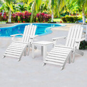 Adirondack Outdoor Table And Chairs Set - White Wood