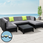 7-Piece Wicker Outdoor Sofa Set - Seat Cover Included