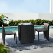 3-Piece Outdoor Dining Set Wicker Table Chairs Bistro Patio Furniture