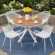 5-Piece Outdoor Dining Set Table Chairs White | EXTG