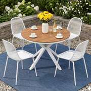 5-Piece Outdoor Dining Set Table Chairs White | EXTG