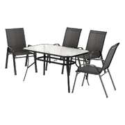 5PC Outdoor Dining Set Table and Chairs Patio Furniture Bistro Set Garden Black