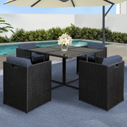 Rio Dining 5 Seater Set – Black & Grey