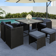 Hawaii Dining 9 Seater Set – Black & Grey