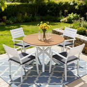 Outdoor Dining Set 5 Piece Aluminum WPC Tabletop Patio Furniture Premium Quality Design Boho Collection Versatile Use