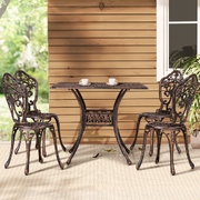 Outdoor Dining Set 5 Piece Chairs Table Cast Aluminum Patio Brown