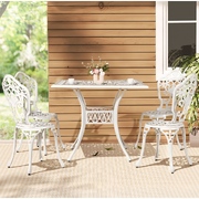 Outdoor Dining Set 5 Piece Chairs Table Cast Aluminum Patio White