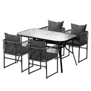  5PC Outdoor Dining Set Table and Chairs Patio Furniture Garden Bistro Set Black
