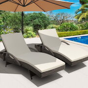 Outdoor Sun Lounge Chair with Cushion- Grey