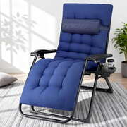 Sun Lounge Lounger Folding Camping Zero Gravity Chair Outdoor Furniture XL Blue