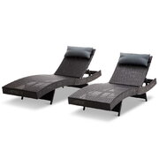 Set of 2 Outdoor Wicker Sun Lounges - Black