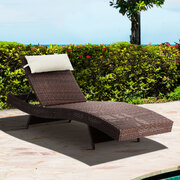 Wicker Outdoor Sun Lounger - Brown