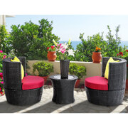 4 Piece Outdoor PE Wicker Outdoor Set - Black
