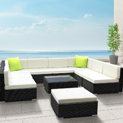 10-Piece Outdoor Sofa Set Wicker Couch Lounge Setting 9 Seater