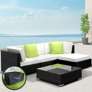 5-Piece Outdoor Sofa Set Wicker Couch Lounge Setting Cover