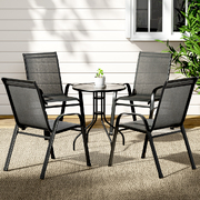 5Pc Bistro Set Outdoor Table And Chairs Stackable Outdoor Furniture Black