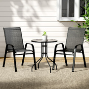 Outdoor Furniture 3Pc Table And Chairs Stackable Bistro Set Patio Coffee