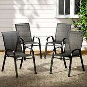 4Pc Outdoor Dining Chairs Stackable Lounge Chair Patio Furniture Black