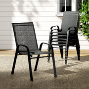 6Pc Outdoor Dining Chairs Stackable Lounge Chair Patio Furniture Black