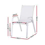 2PC Outdoor Dining Chairs Stackable Lounge Chair Patio Furniture White