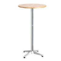 Outdoor Bar Table Aluminium Adjustable Wooden Table Round 70 /110cm