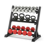 Dumbbell Rack 3-Tier Heavy Duty Weight Storage for Home Gym 300kg Capacity Black