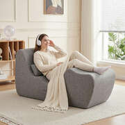 S-Curve Floor Lounger Ergonomic Chaise Chair Grey | EXTG
