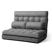 Lounge Sofa Bed 2-seater Grey Fabric
