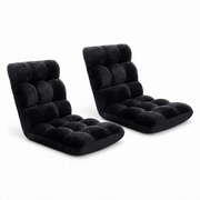 2X Lounge Sofa Bed Adjustable Chair Black Foldable Floor Couch No Assembly