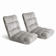 Set of 2 Lounge Sofa Beds in Soft Flannel Fabric Grey, Perfect  Furniture
