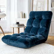 Navy Flannel Floor Lounge Sofa Bed Foldable Adjustable Home Furniture