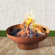 Grillz Rustic Fire Pit Camping Wood Burner Rusted Outdoor Iron Bowl Heater 70CM