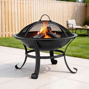 Fire Pit with Mesh Lid and Fire Picker BBQ Grill Wood Burning Outdoor Camping