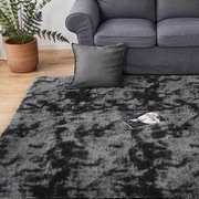 Floor Rug Shaggy Rugs Soft Large Carpet Area Tie-dyed 200x300cm Black