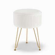 Ottoman foot stool vanity velvet round white