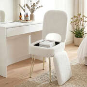 Sherpa Storage Ottoman Folding Back Stool White | EXTG