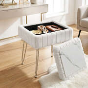 Storage Ottoman Footstool White Bedroom Lounge 150kg Capacity | EXTG