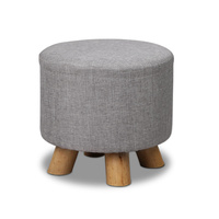 Artiss Fabric Round Ottoman - Grey