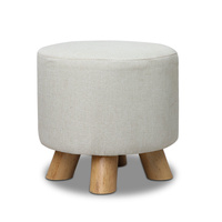 Artiss Fabric Round Ottoman - Light Beige