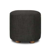 Artiss Pine Wood Round Ottoman Foot Stool - Charcoal