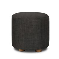 Pine Wood Round Ottoman Foot Stool - Charcoal