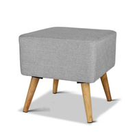 Linen Square Foot Stool - Grey