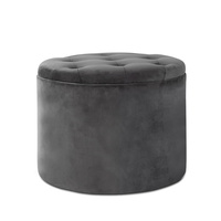 Velvet Storage Ottoman - Dark Grey