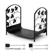 Firewood Rack 48cm Wood Rack Firewood Storage Indoor Outdoor Black