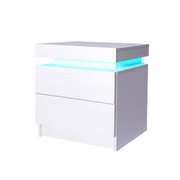 Bedside Tables Drawers LED Storage Cabinet High Gloss Nightstand