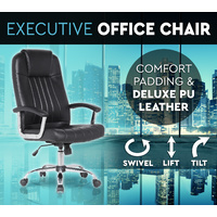 Executive Premium PU Leather Office Chair Deluxe Black 1