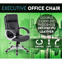 Executive Premium PU Leather Office Chair Deluxe Black 5