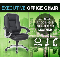 Executive Premium PU Leather Office Chair Deluxe Black 6