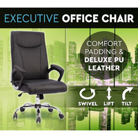 Executive Premium PU Leather Office Chair Deluxe Black 7