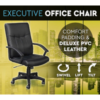 Executive Premium PU Leather Office Chair Deluxe Black 8